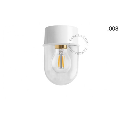 Lampa sufitowa, ścienna 167.w z przezroczystym szklanym kloszem 008 biała Zangra