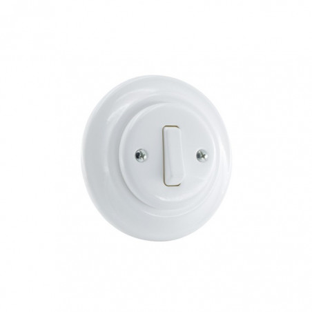 Rustic ceramic flush-mounted single key light switch - white without frame Antica Alkri