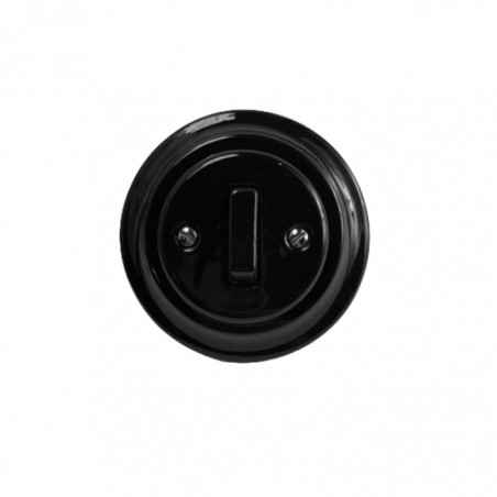 Rustic ceramic flush-mounted stair light switch single key - black with single frame Antica Alkri