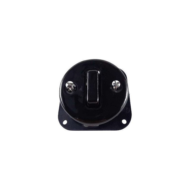 Rustic ceramic flush-mounted light switch, single key - black with single frame Antica Alkri