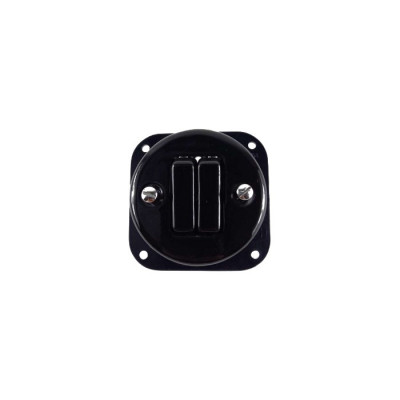 Rustic ceramic flush-mounted light switch, double button - black without frame Antica Alkri