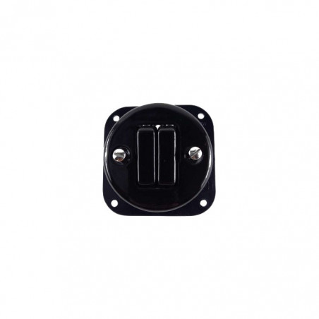 Rustic ceramic flush-mounted two-button stair light switch - black without frame Antica Alkri