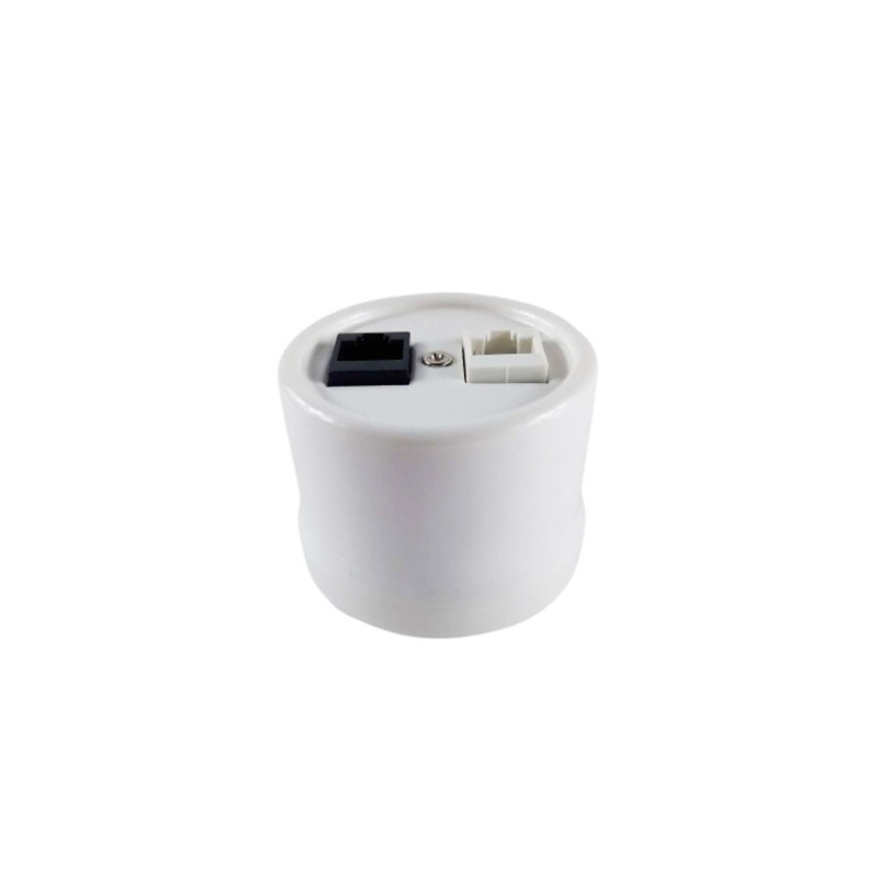 Ceramic surface-mounted computer and telephone socket - white Antica Alkri