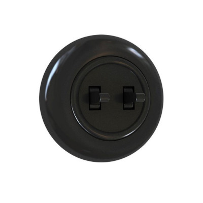 Loft double light switch - black with frame Loftica Alkri