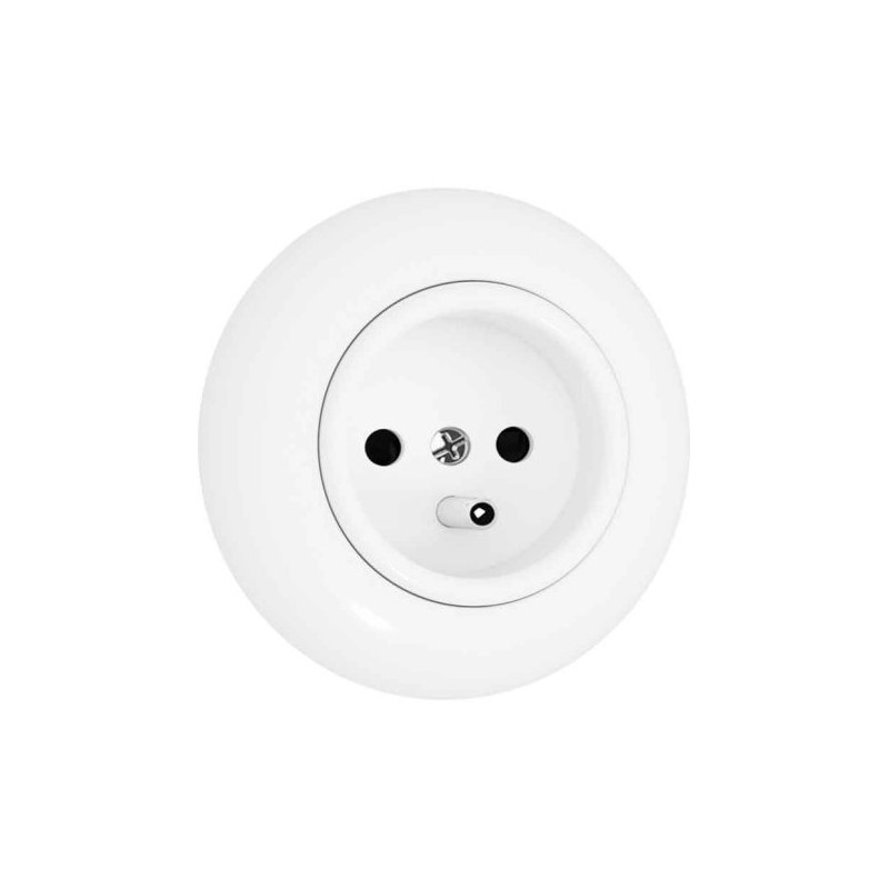 Loft flush-mounted socket with a grounding pin - white with frame Loftica Alkri