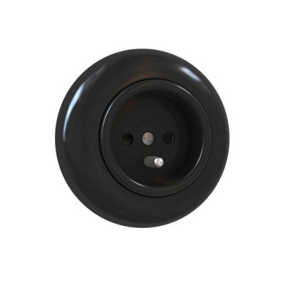 Loft flush-mounted socket with a grounding pin - black with frame Loftica Alkri