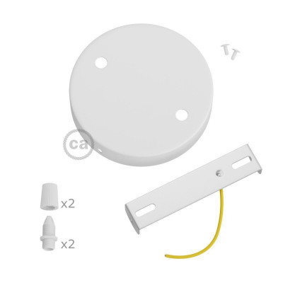 Two-hole ceiling cup with plastic cable locks - matte white Creative-Cables