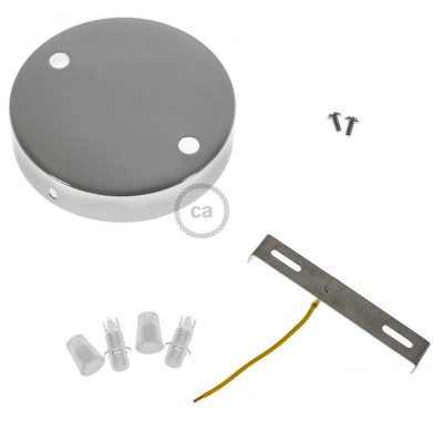 Two-hole ceiling cup with plastic cable locks - chrome Creative-Cables