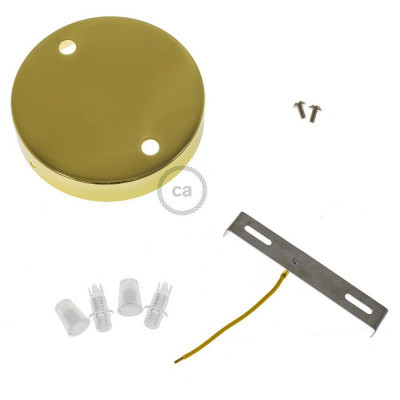 Two-hole ceiling cup with plastic cable locks - brass Creative-Cables