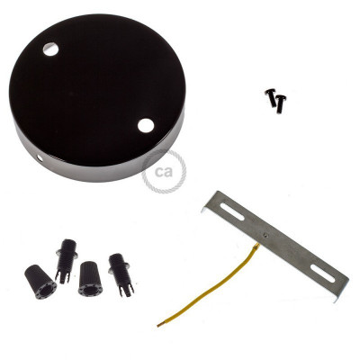 Two-hole ceiling cup with plastic cable locks - black pearl Creative-Cables