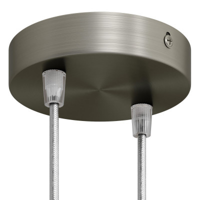 Two-hole ceiling cup with plastic cable locks - brushed titanium Creative-Cables
