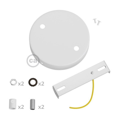 Two-hole ceiling cup with decorative cable locks - matt white Creative-Cables