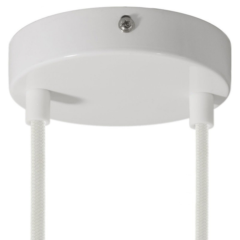 Two-hole ceiling cup with decorative cord locks - gloss white Creative-Cables