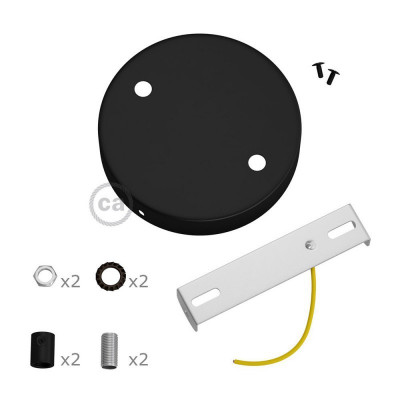Two-hole ceiling cup with decorative cord locks - black Creative-Cables
