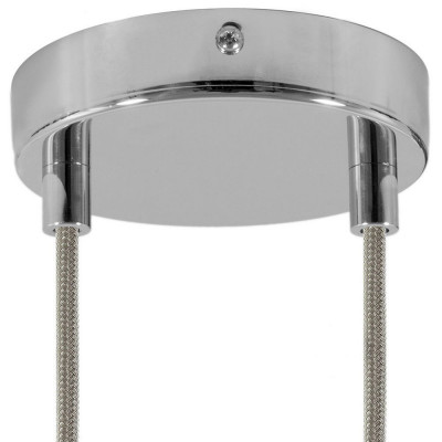 Two-hole ceiling cup with decorative cord locks - chrome Creative-Cables