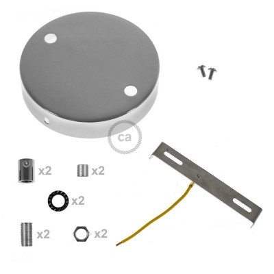 Two-hole ceiling cup with decorative cord locks - chrome Creative-Cables