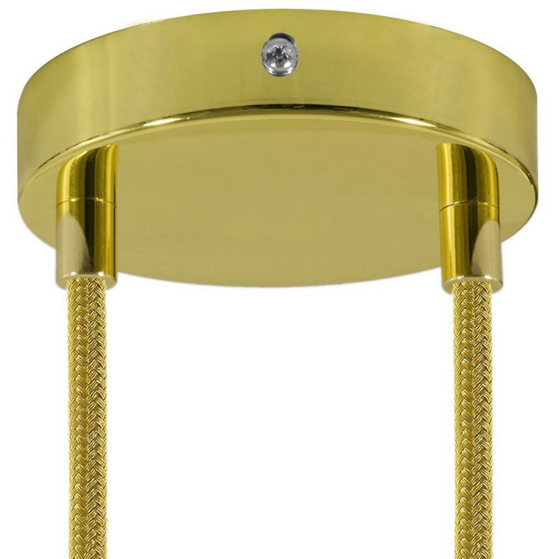 Two-hole ceiling cup with decorative cord locks - brass Creative-Cables