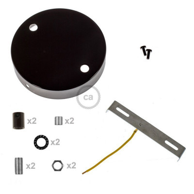 Two-hole ceiling cup with decorative cord locks - black pearl Creative-Cables