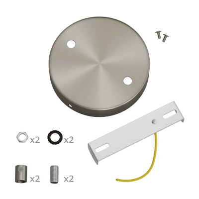 Two-hole ceiling cup with decorative cord locks - brushed titanium Creative-Cables