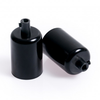 Black lacquered metal E27 lamp holder – Kolorowe Kable