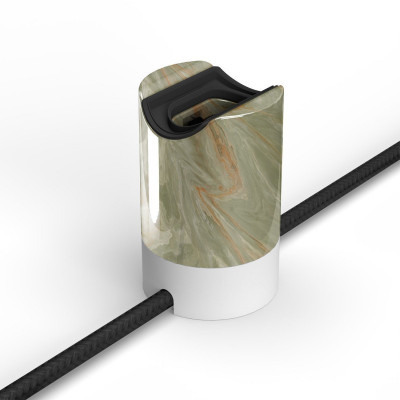 Zielona marmurkowa oprawka Spostaluce Esse14 z podwójnym wejściem przewodu do żarówki liniowej S14d Creative-Cables