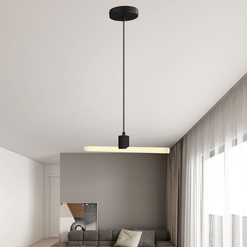 Black pendant lamp Esse14 with a holder for a S14d linear bulb Creative-Cables