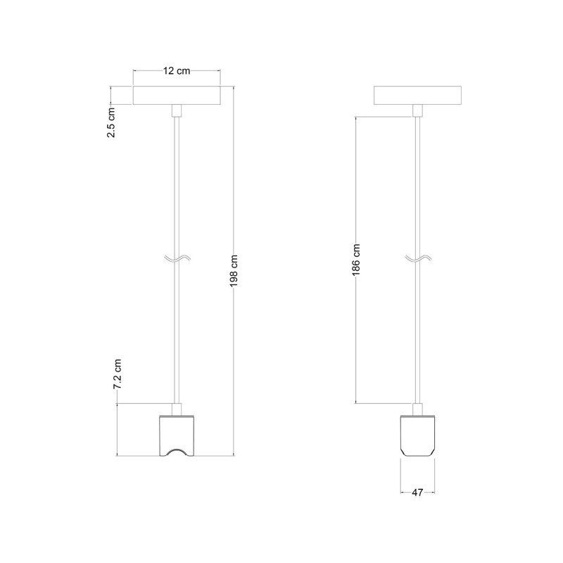 Czarna lampa wisząca Esse14 z oprawką do żarówki liniowej S14d Creative-Cables