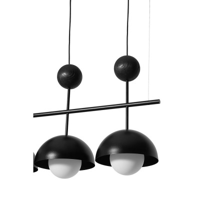 Lampa wisząca KELLO B na czarnym stelażu z trzema drewnianymi kulami UMMO