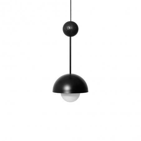 Hanging lamp KELLO A black with a decorative wooden ball UMMO