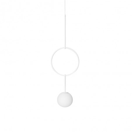 Hanging lamp ISUULLA A white round frame with a white glass shade UMMO