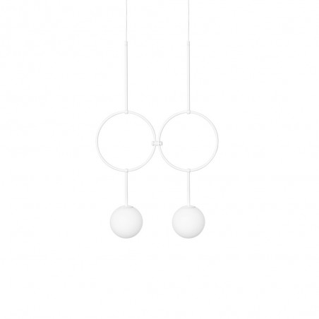 Double hanging lamp ISUULLA B white round frames with white glass lampshades UMMO