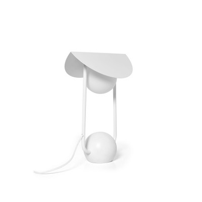 Lampa stołowa Erter St biała z drewnianą dekoracyjną podstawą UMMO