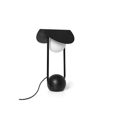 Table lamp Erter St black with a wooden decorative base UMMO