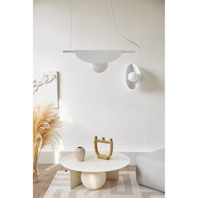 Hanging lamp Sallo A with a decorative lampshade and a white glass ball UMMO