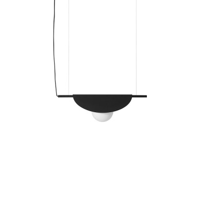 Lampa wisząca Sallo A czarna z dekoracyjnym kloszem i szklaną białą kulą UMMO