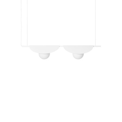 Podwójna lampa wisząca Sallo B biała z dekoracyjnymi kloszami i szklanymi białymi kulami UMMO