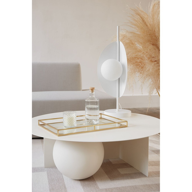Table lamp Sallo ST white with a decorative lampshade and a white glass ball UMMO