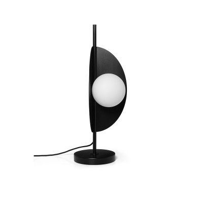 Table lamp Sallo ST black with a decorative lampshade and a white glass ball UMMO