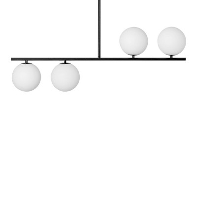 Ceiling lamp Suguri A in S size black on a tube with white glass balls UMMO