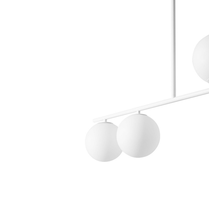 Ceiling lamp Suguri A in M size white on a tube with white glass balls UMMO
