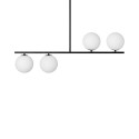 Ceiling lamp Suguri A in M size black on a tube with white glass balls UMMO