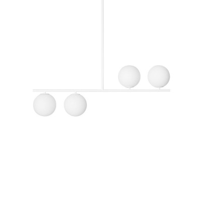 Ceiling lamp Suguri A in L size white on a tube with white glass balls UMMO