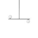 Ceiling lamp Suguri C in XL size black on a tube with white glass balls UMMO