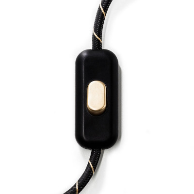 Black single-pole light switch with brass switch Creative-Cables