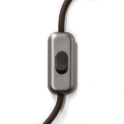 Srebrny jednobiegunowy włącznik światła z brązowym przełącznikiem Creative-Cables