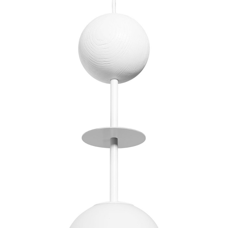 Hanging lamp OIO A white with a decorative wooden ball UMMO