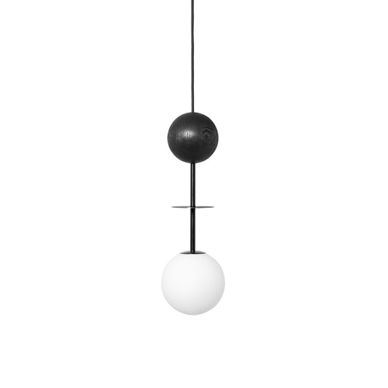 Hanging lamp OIO A black with a decorative wooden ball UMMO