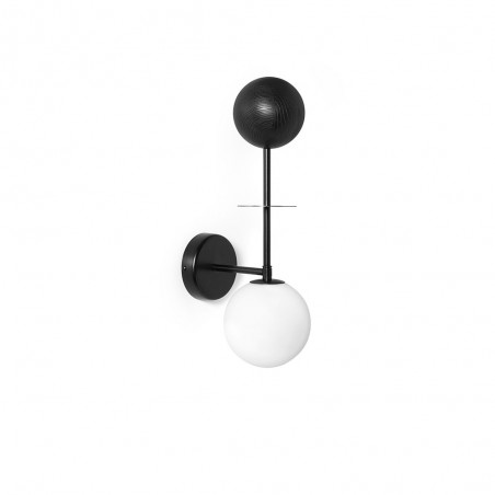 Wall lamp OIO B black with a decorative wooden ball UMMO