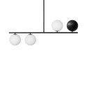 Suguri B ceiling lamp in size M black on a tube with a wooden ball and white glass shades UMMO