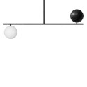 Suguri D ceiling lamp in size S black on a tube with a wooden ball and a white glass shade UMMO